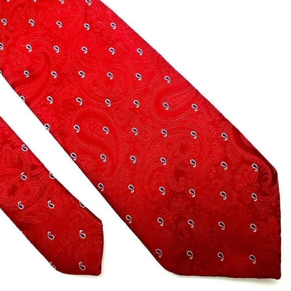 Pierre Cardin Parris Red Polyester Tie‎ Short Skinn - Picture 1 of 5